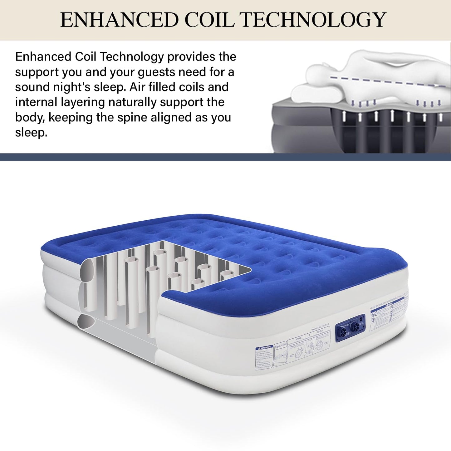 King Koil Luxury Air Mattress with Built-in Pillow Top & Integrated High-Speed Patented Pump - Blue
