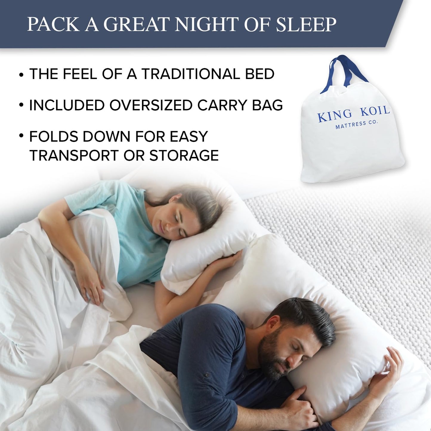 King Koil Luxury Air Mattress with Built-in Pillow Top & Integrated High-Speed Patented Pump - Blue