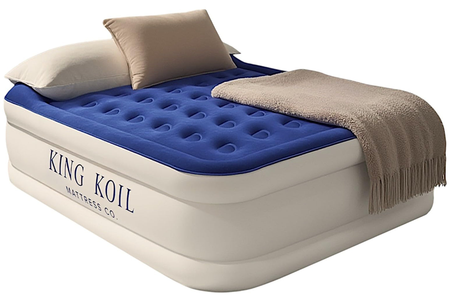 King Koil Luxury Air Mattress with Built-in Pillow Top & Integrated High-Speed Patented Pump - Blue