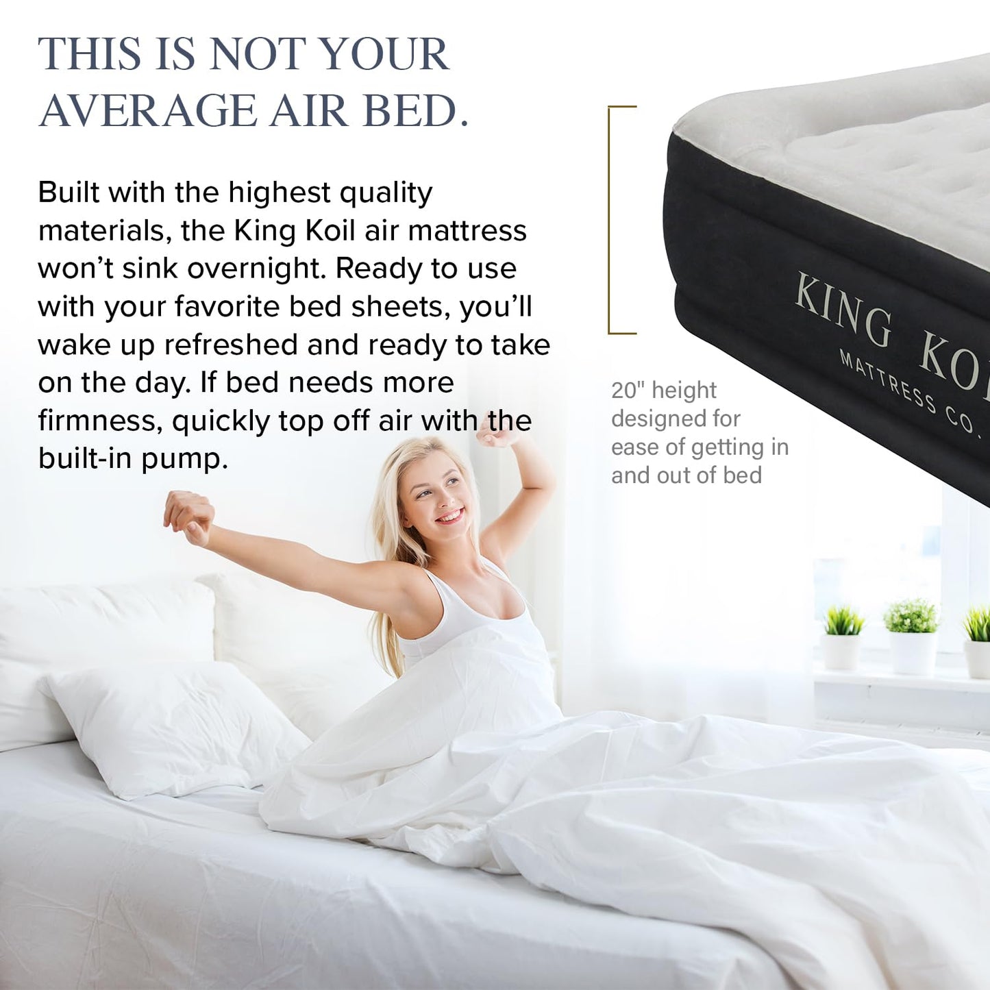 King Koil Luxury Air Mattress with High Speed Built-in Pump