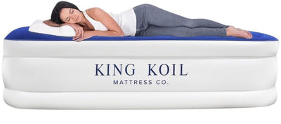 King Koil Luxury Air Mattress with Built-in Pillow Top & Integrated High-Speed Patented Pump - Blue