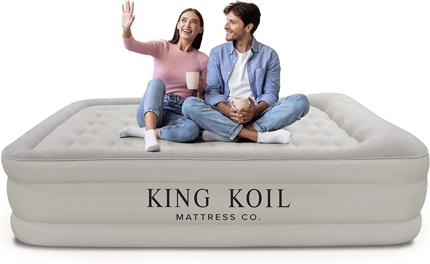King Koil Queen Air Mattress with Built-in Pump - Best Inflatable Airbed  Queen Size - Elevated Raised